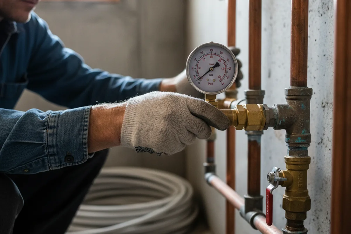 Pressure testing a repaired line during Water Line Repair in Azle